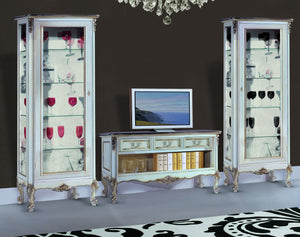 Parete attrezzata classica legno shabby bianco argento
