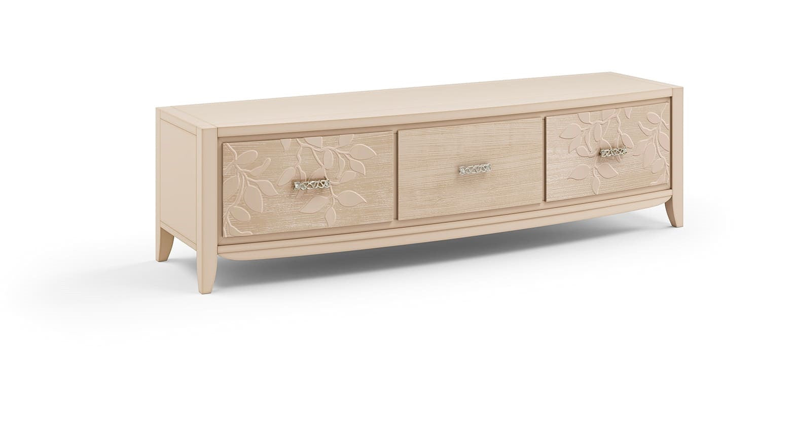 Parete attrezzata con colonne e base in legno massello con decoro foglia - Mobili 2G