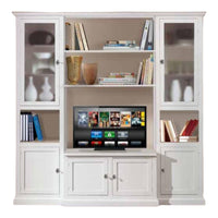 Parete attrezzata in legno arte povera bianca l.225x50x220