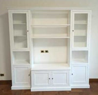 Parete attrezzata in legno arte povera bianca l.225x50x220