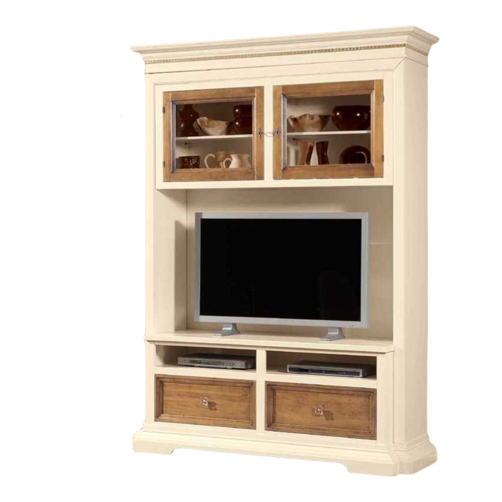 Parete attrezzata in legno avorio noce l.168 p.57 h. 235