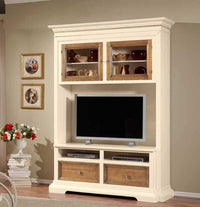 Parete attrezzata in legno avorio noce l.168 p.57 h. 235