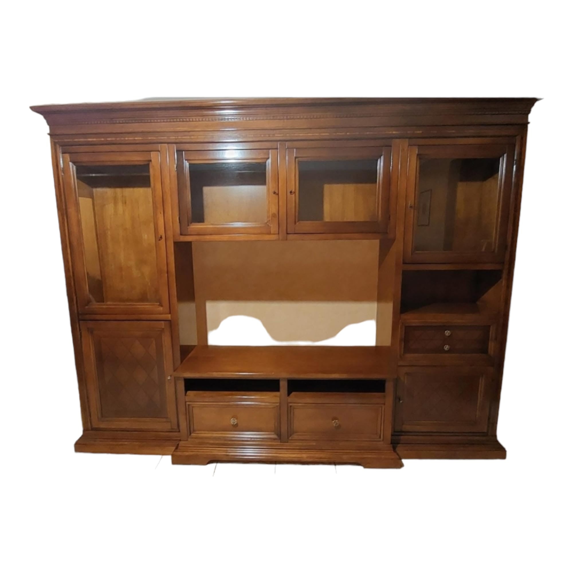 Parete attrezzata in legno noce bassano l.305 p.57 h. 235 - Mobili 2G