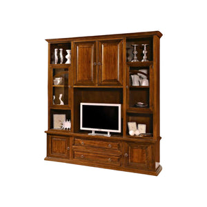 Parete attrezzata in legno tinta noce l.200x49x228