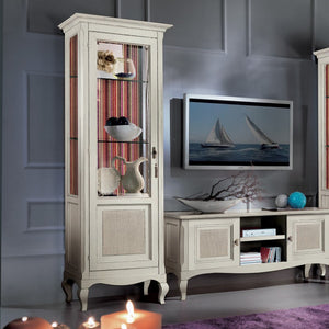 Parete attrezzata legno bianco shabby paglia di vienna - Mobili 2G