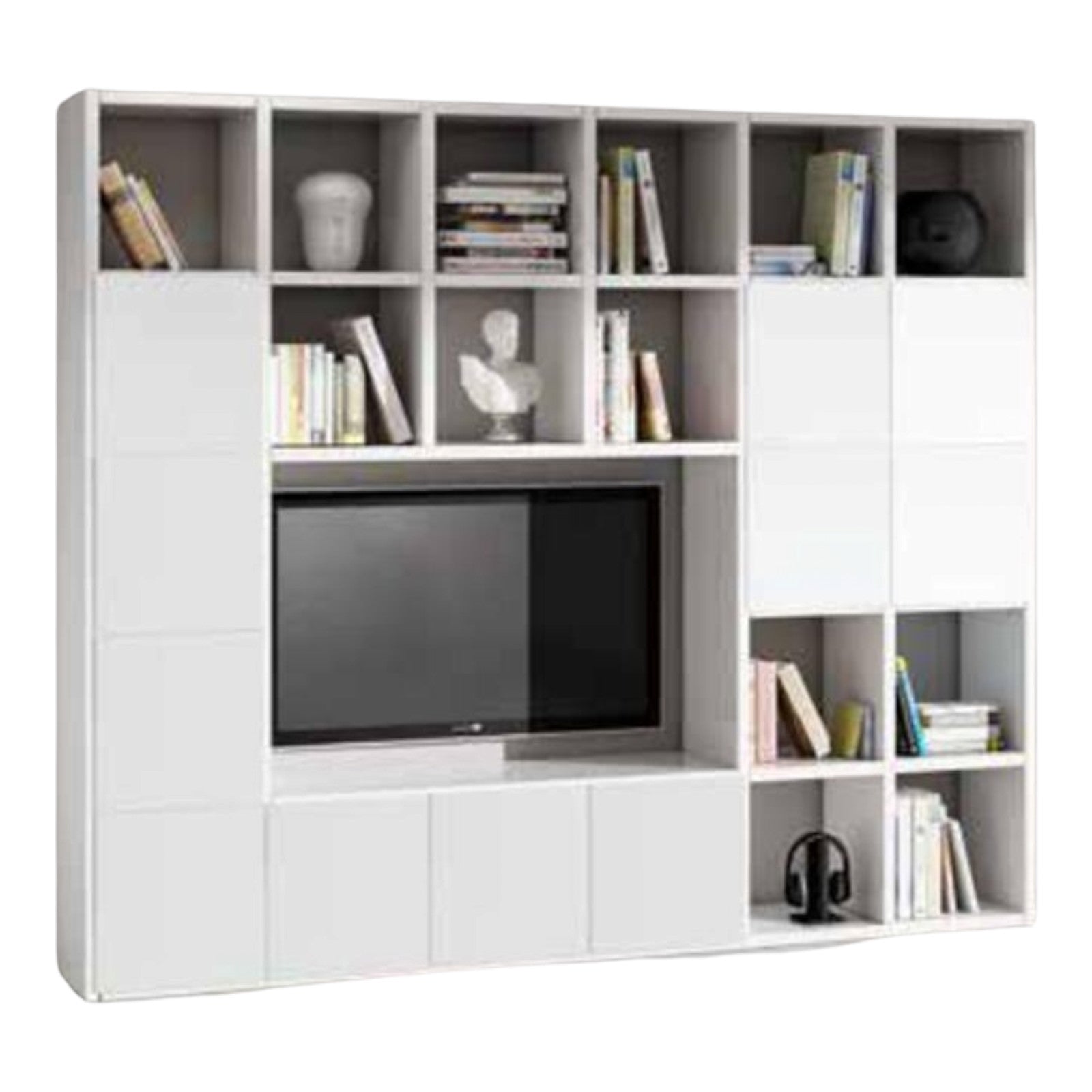 Parete attrezzata moderna frassino bianco  l261 p30 h218