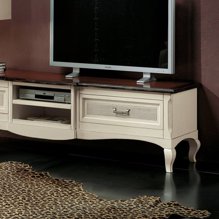 Parete attrezzata porta tv classica legno bicolore shabby - Mobili 2G