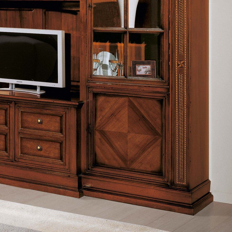 Parete attrezzata porta tv classica legno tinta noce 312x45x238