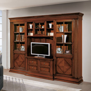 Parete attrezzata porta tv classica legno tinta noce 312x45x238