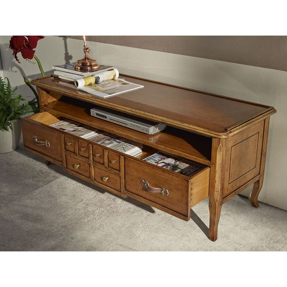 Parete attrezzata porta tv classica legno tinta noce