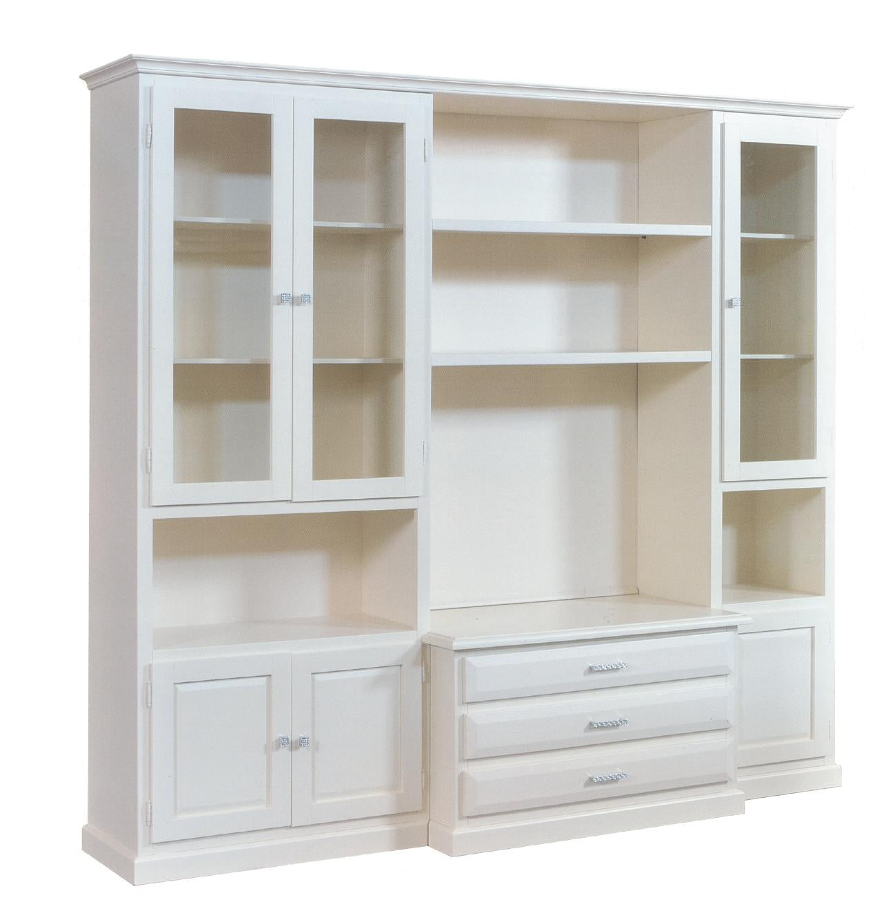 Parete attrezzata porta tv in legno bianco l.230 p.55 h.212