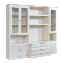 Parete attrezzata porta tv in legno bianco l.230 p.55 h.212