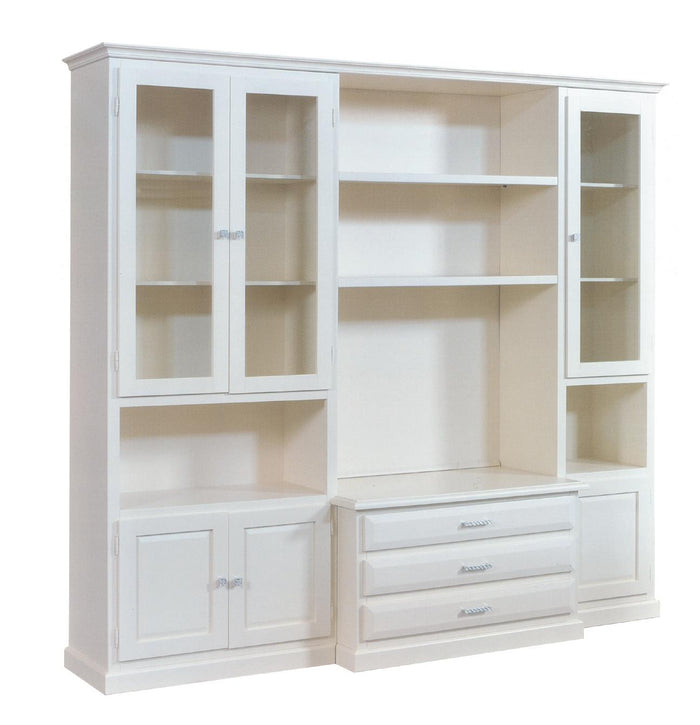 Parete attrezzata porta tv in legno bianco l.230 p.55 h.212