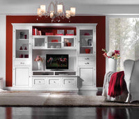 Parete attrezzata porta tv in legno bianco l.300 p.54 h.222