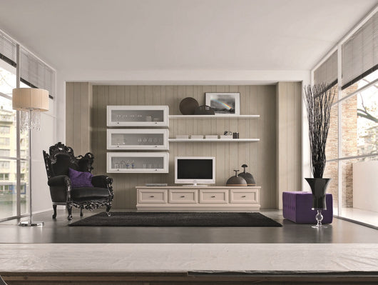 Parete attrezzata porta tv in legno massello l 301 p 56\42 h 217