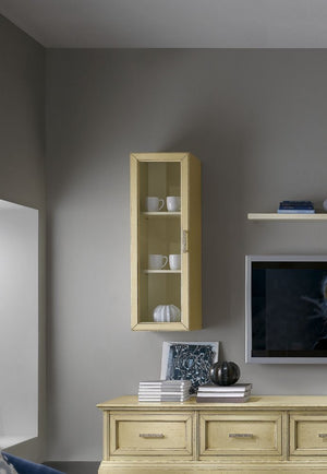 Parete attrezzata porta tv in legno shabby avorio l.303