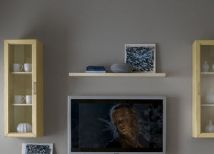 Parete attrezzata porta tv in legno shabby avorio l.303