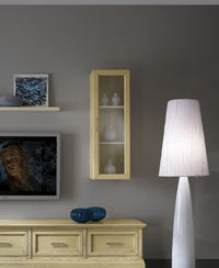 Parete attrezzata porta tv in legno shabby avorio l.303