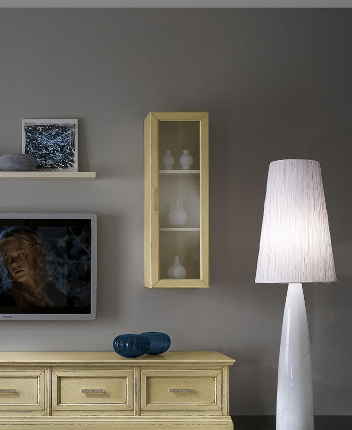 Parete attrezzata porta tv in legno shabby avorio l.303