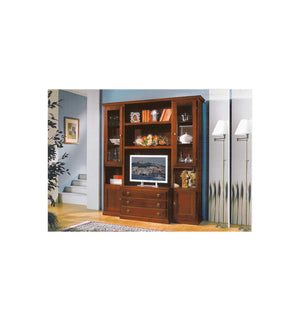 Parete attrezzata porta tv in legno tinta noce l.188 p.55 h.212 - Mobili 2G