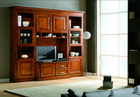 Parete attrezzata porta tv in legno tinta noce l.280 p.50 h.230