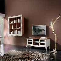 Parete attrezzata porta tv legno shabby bianco consumato