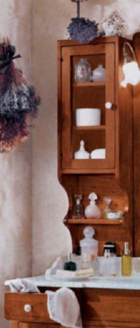  pensile da bagno classico legno massello tinta noce 33x20x106 - Mobili 2G