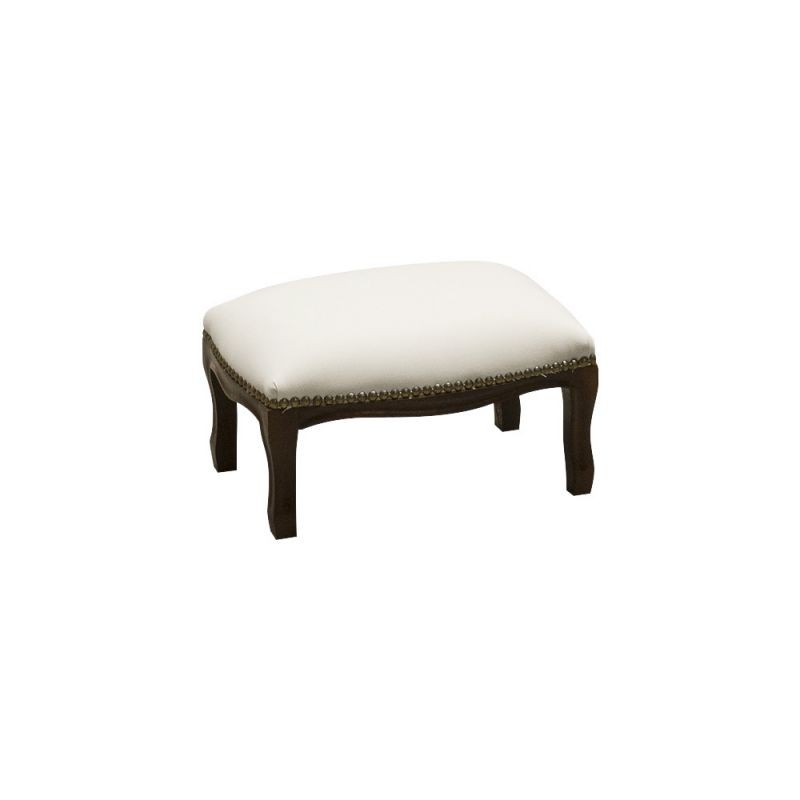 Poggiapiedi imbottito ecopelle bianca legno noce scuro 33x23x15 - Mobili 2G