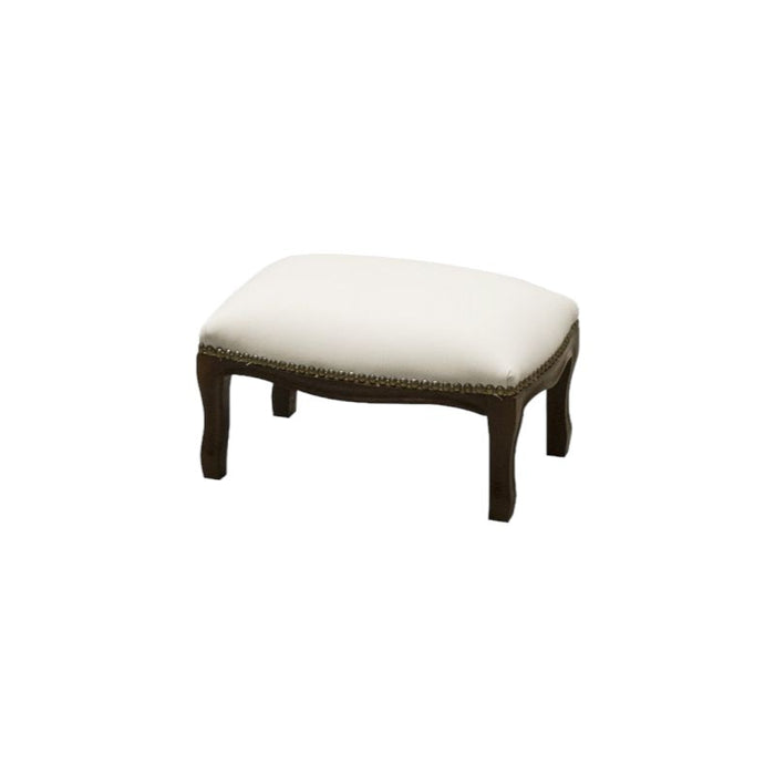 Poggiapiedi imbottito ecopelle bianca legno noce scuro 33x23x15 - Mobili 2G