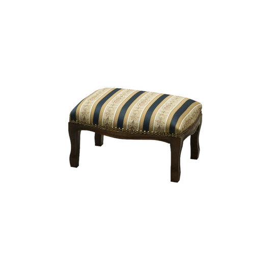 Poggiapiedi imbottito tessuto blu legno noce scuro 30x20x10 - Mobili 2G