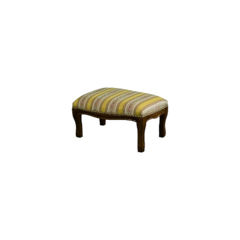 Poggiapiedi imbottito tessuto giallo legno noce scuro 30x20x10 - Mobili 2G