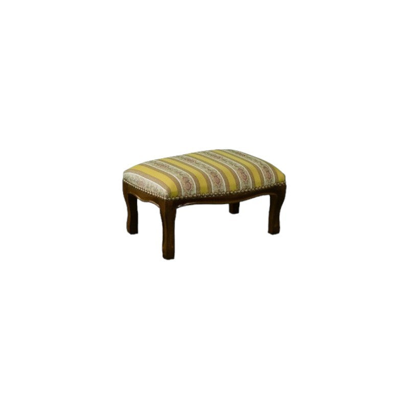 Poggiapiedi imbottito tessuto giallo legno noce scuro 30x20x10 - Mobili 2G