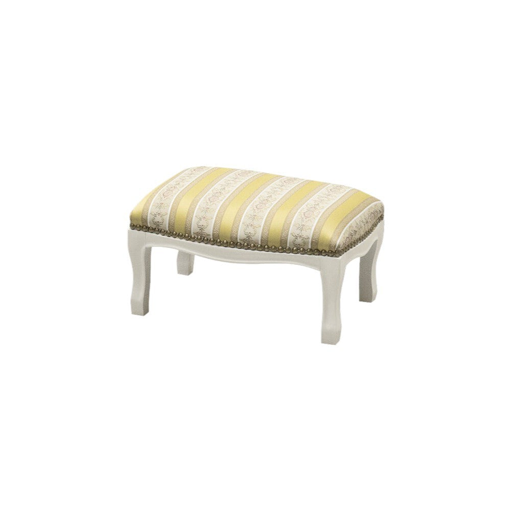 Poggiapiedi imbottito tessuto giallo legno shabby bianco 30x20x10 - Mobili 2G
