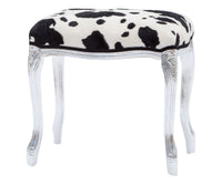 Poggiapiedi imbottito tessuto maculato legno foglia argento 43x33x43 - Mobili 2G