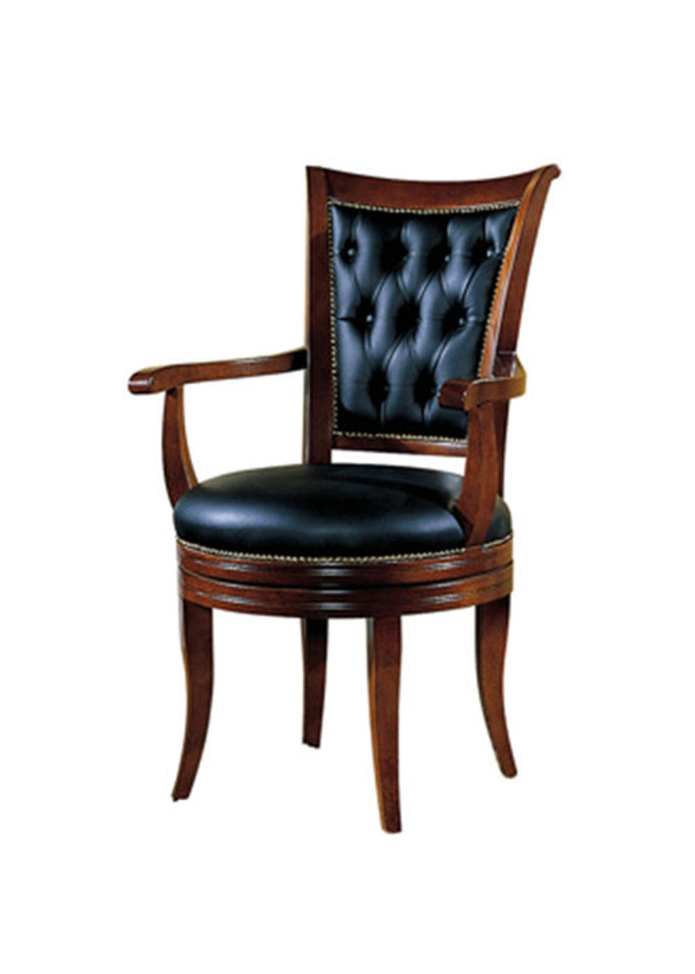 Poltrona imbottita ecopelle in legno tinta noce l.59 p.54 h.100