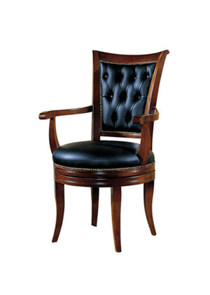 Poltrona imbottita ecopelle in legno tinta noce l.59 p.54 h.100