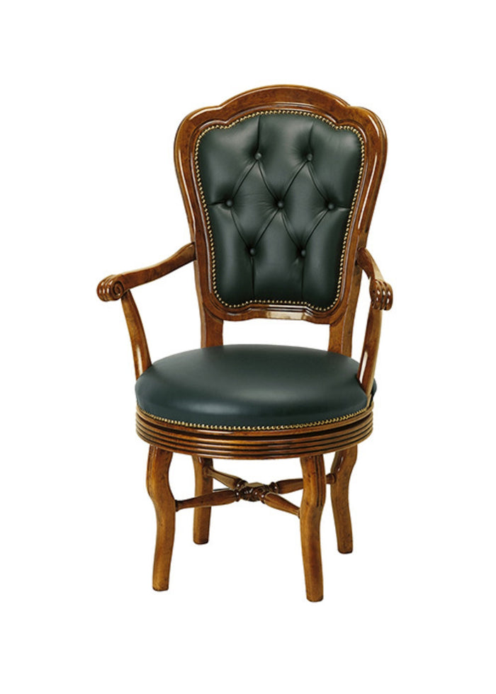 Poltrona imbottita ecopelle in legno tinta noce l.65 p.54 h.108