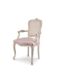 Poltrona in legno massello shabby imbottita colore bianco patinato