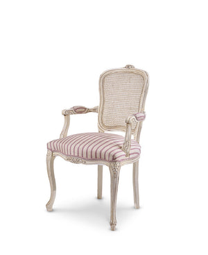 Poltrona in legno massello shabby imbottita colore bianco patinato