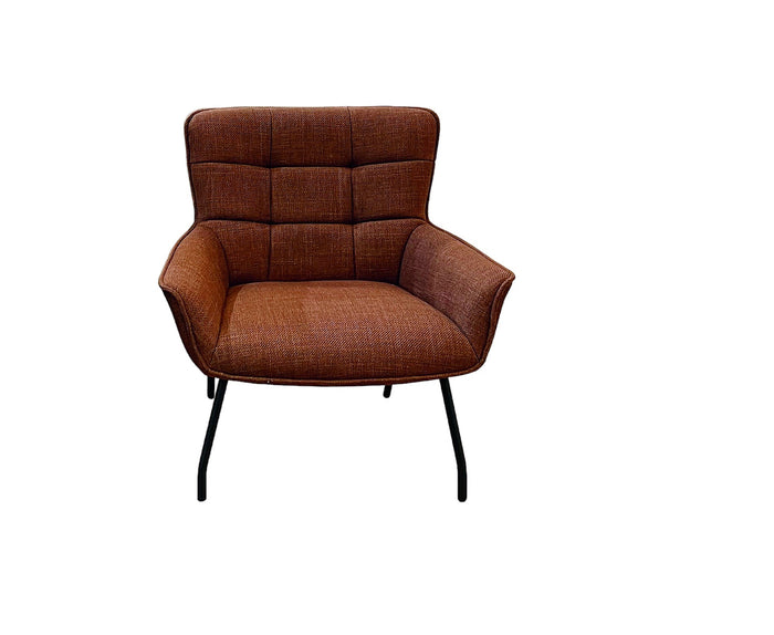 Poltrona moderna design imbottita tessuto arancione 81x70x85 - Mobili 2G