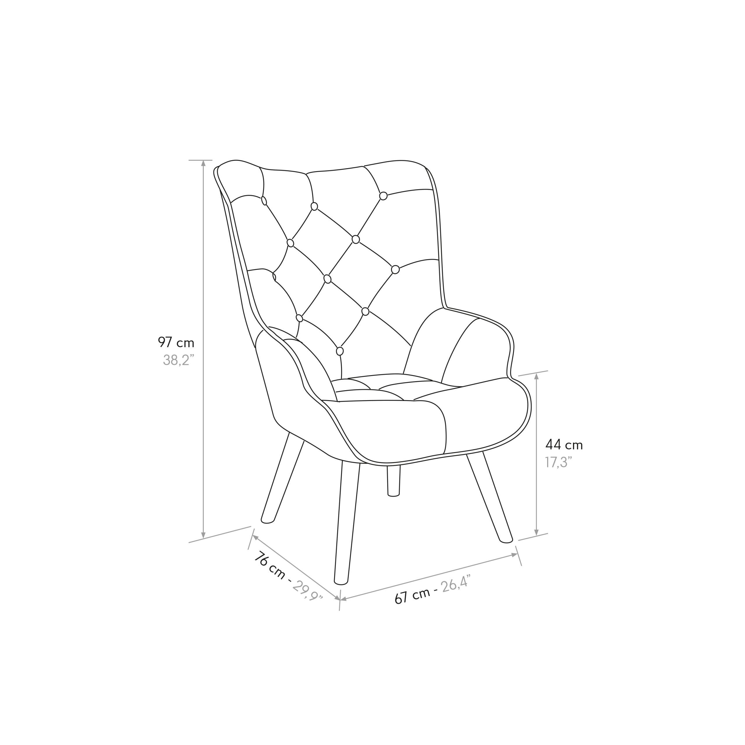 Poltrona moderna patchwork con pouf imbottita 67x76x97 - Mobili 2G