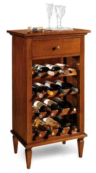 Porta bottiglie in legno cassetto finto con particolare vassoio aperto 54x37x105 (1214) - Mobili 2G