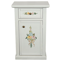 Porta telefono 1 anta 1 cassetto shabby legno bianco decori 45x30x75 - Mobili 2G