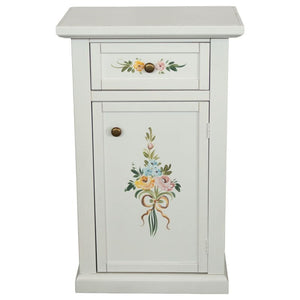 Porta telefono 1 anta 1 cassetto shabby legno bianco decori 45x30x75 - Mobili 2G