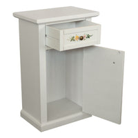 Porta telefono 1 anta 1 cassetto shabby legno bianco decori 45x30x75 - Mobili 2G