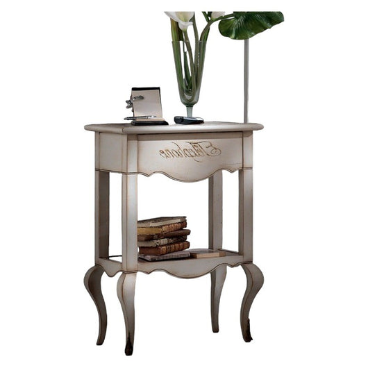 Porta telefono 1 cassetto legno bianco shabby 55x35x81 - Mobili 2G