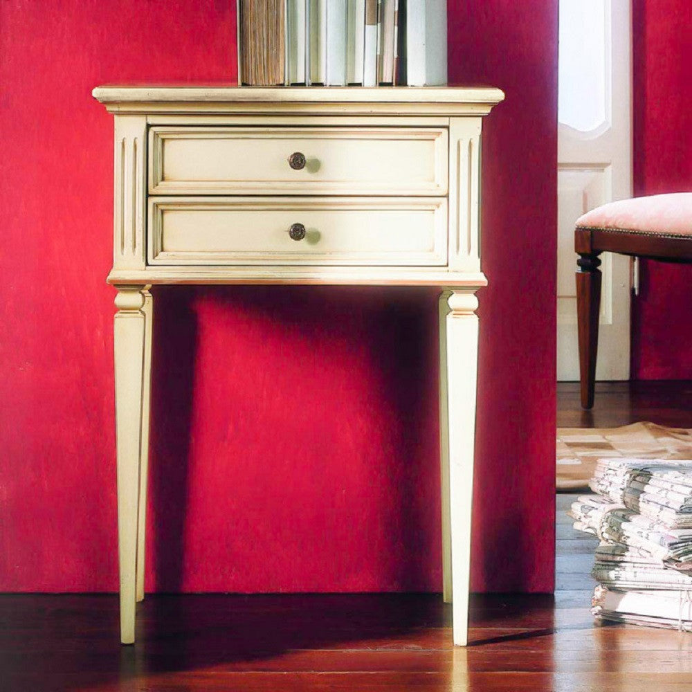 Porta telefono classico in legno 2 cassetti bianco opaco l.60 p.37 h.80 - Mobili 2G