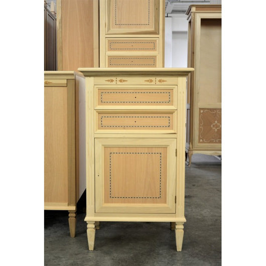 Porta telefono in legno 1 porta 2 cassetti in legno grezzo l.60 p.41 h.100 - Mobili 2G