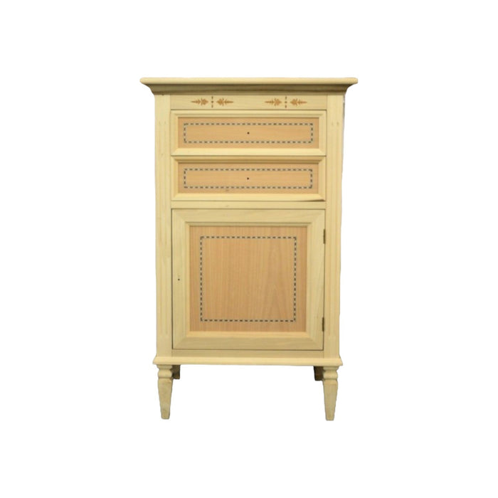 Porta telefono in legno 1 porta 2 cassetti in legno grezzo l.60 p.41 h.100 - Mobili 2G