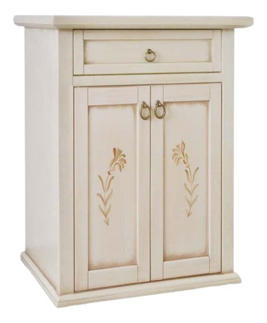 Porta telefono shabby 2 porte 1 cassetto avorio anticato decori 60x32x76 - Mobili 2G